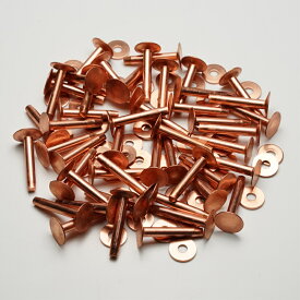 コパーリベット（銅製リベット）（Copper Rivet）#9×1インチ 50セット【コッパーリベット/カッパーリベット/ワッシャーリベット/レザークラフト/革/かしめる/カシメ/金具/手芸/ハンドメイド/リベットセッター/エンドカッティングニッパー】