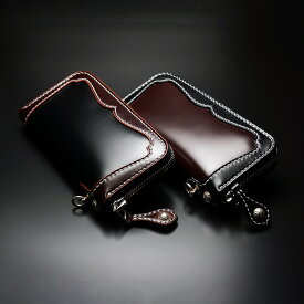 ラウンドジップウォレット コードバン ダブルカット Bタイプラウンドファスナーウォレット/ジッピーウォレット/ジッパー/長財布/ロングウォレット/革財布/レザーウォレット/本革/馬革/YKK/大容量/メンズ/手縫い/ハンドメイド/日本製/国産