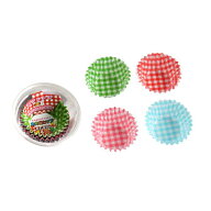 お弁当カップ チェック柄 6号(底径3.7×高さ2.7cm) 48枚入 (100円ショップ 100円均一 100均一 100均)