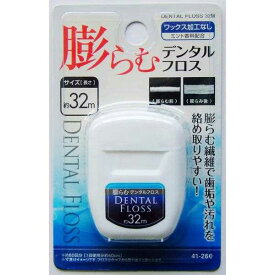 膨らむデンタルフロス ミント香料配合 32m (100円ショップ 100円均一 100均一 100均)