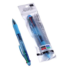 4色ボールペン 黒/青/赤/緑 油性 ボール径0.7mm 2本入 ［色指定不可］ (100円ショップ 100円均一 100均一 100均)