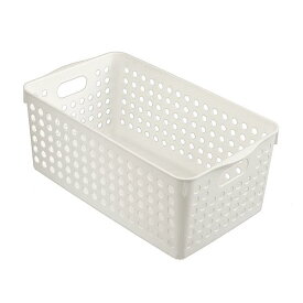 ストックバスケット ホワイト ワイド 16.6×29.3×高さ11.5cm (100円ショップ 100円均一 100均一 100均)