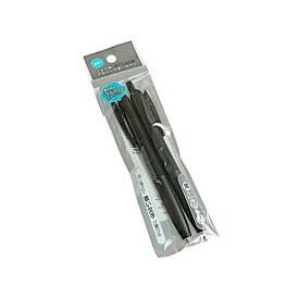 ノック式ゲルインクボールペン 黒 0.5mm モノクロ 2本入 ［色指定不可］ (100円ショップ 100円均一 100均一 100均)
