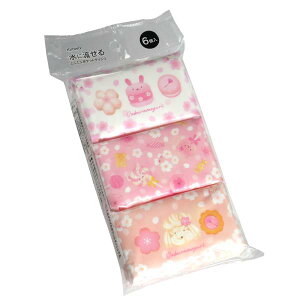 水に流せるミニミニポケットティシュ 桜巡りSDスイーツ 16枚(8組)×6個入 (100円ショップ 100円均一 100均一 100均)