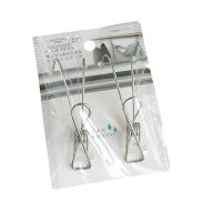 竿にひっかけられるステンレスピンチ 10×3×7cm 2個入 (100円ショップ 100円均一 100均一 100均)
