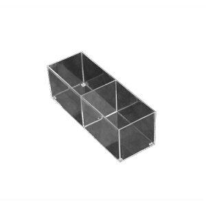 小物入れ 仕切り付(2マス) 17.9×6.1×高さ6.1cm クリアー (100円ショップ 100円均一 100均一 100均)