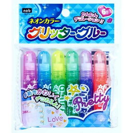 ネオンカラー グリッターグルー 6色入 (100円ショップ 100円均一 100均一 100均)