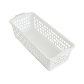 ストックバスケット ロング ホワイト 31.2×13.3×高さ9.3cm (100円ショップ 100円均一 100均一 100均)