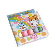蛍光ふとがきチョーク ハムちゃんズ 5色入 (100円ショップ 100円均一 100均一 100均)