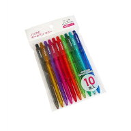 ノック式カラーボールペン 10色 10本入 (100円ショップ 100円均一 100均一 100均)