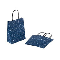 ペーパーバッグ 手提げ 縦型 星 Sサイズ（23×18×マチ8cm） 3枚入 ［色指定不可］ (100円ショップ 100円…