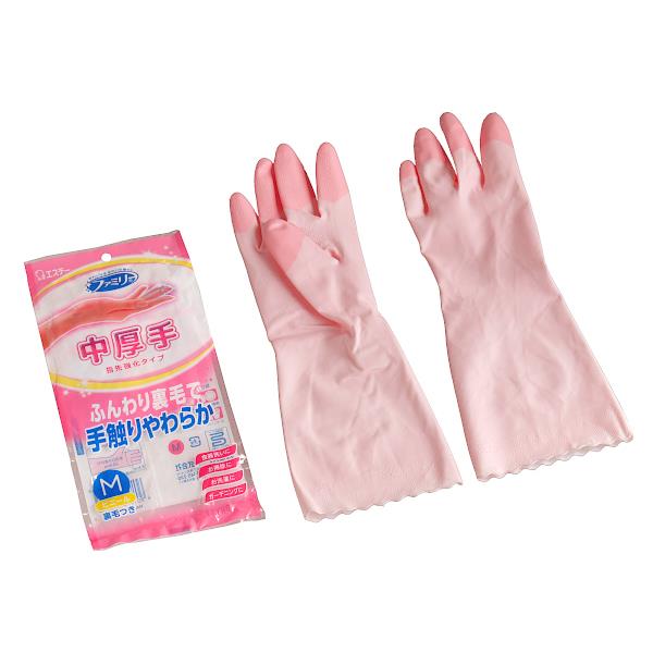 楽天市場】ビニール手袋 ファミリー 中厚手 指先強化タイプ ピンク Ｍ