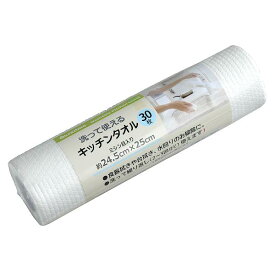 洗って使えるキッチンタオル ミシン目入 24.5×25cm 30枚入 (100円ショップ 100円均一 100均一 100均)