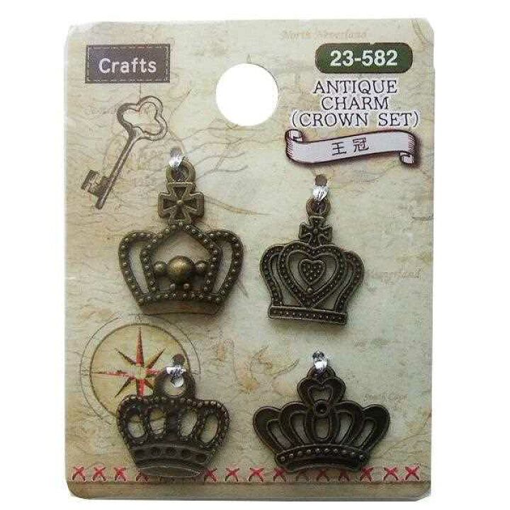 楽天市場】アンティークチャーム Crafts 王冠 4個入 (100円ショップ 