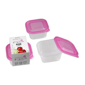 食品容器 ホームパックF ピンク 容量300ml 3個入 (100円ショップ 100円均一 100均一 100均)