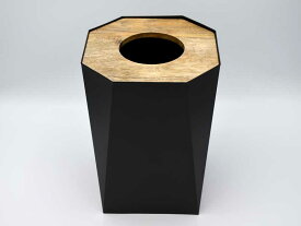 ダストボックス メタルオクトM 八角形 オクタゴン 木製 アイアン ブラック 黒 ゴミ箱 おしゃれ 大人 アンティーク風 ナチュラル 北欧 アジアン雑貨