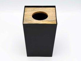 ダストボックス メタルスクエア S 木製 アイアン ブラック 黒 ゴミ箱 おしゃれ 大人 アンティーク風 ナチュラル 北欧 アジアン雑貨