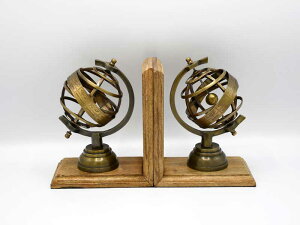 アンティーク グローブ 天球儀 ブックエンド ブラス オブジェ 置物 卓上 本立て おしゃれ 真鍮 アンティーク風 インテリア ディスプレイ 地球儀 クラシック レトロ 輸入雑貨 アジアン雑貨