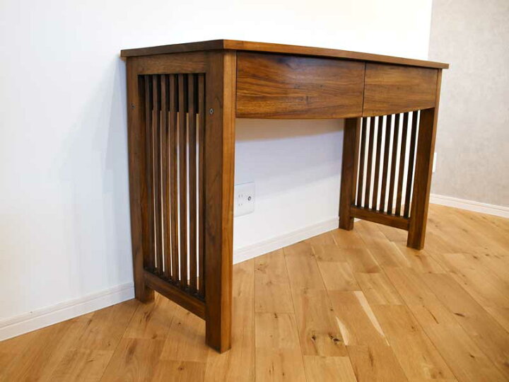 楽天市場】コンソールテーブル パソコンデスク チーク 無垢 幅120cm  