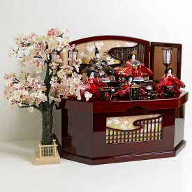 雛人形 三段飾り コンパクト収納飾り ひな人形 オーソドックスな色合いの雛人形古都桜収納五人飾り