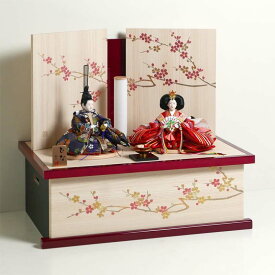 雛人形 オーソドックスな花柄衣装の雛人形梅柄三曲衝立 収納飾り コンパクト収納飾り ひな人形 親王飾り 桃の節句 ひな祭り 女の子 初節句 お祝い