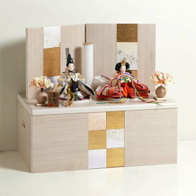 雛人形 おしゃれ 薄ピンクと白のキラキラ衣装雛人形 白木目屏風 収納飾り コンパクト収納飾り ひな人形 親王飾り 桃の節句 ひな祭り 女の子 初節句 お祝い