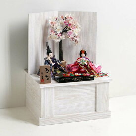 雛人形 霞小花柄衣装の雛人形白木目収納飾り コンパクト収納飾り ひな人形 親王飾り 桃の節句 ひな祭り 女の子 初節句 お祝い