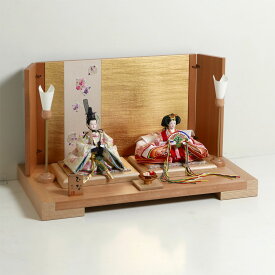 雛人形 おしゃれ オレンジと黄色の桜柄衣装雛人形 木目金刺繍屏風 親王飾り 親王飾り 平飾り ひな人形 桃の節句 ひな祭り 女の子 初節句 お祝い