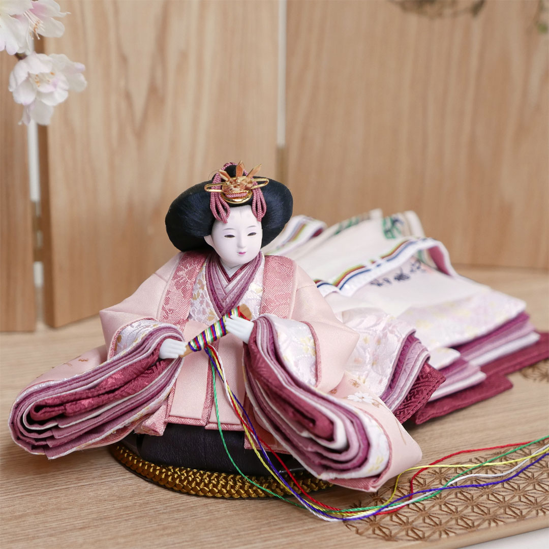 楽天市場】雛人形 手描き衣装 柴田家千代作 手描き桜ピンク衣装雛人形