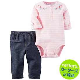 カーターズ正規品 （Carter's）人気とボディースーツとお洒落なジェギング♪便利でお得な2点セット（スイートフラワー）【出産祝い/ボディースーツ/パンツ/ロンパース/ジェギング）】【0921HALBO】