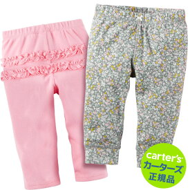 【残り6Mのみ】カーターズ （Carter's）パンツ2枚組セット（ピンク＆フラワー）