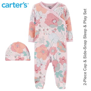 カーターズ 【Carter's】おウチ用にもギフトにもオススメ。カバーオールとハットの2点セット(ガーデン)出産祝い カバーオール ハット 女の子 ギフトセット
