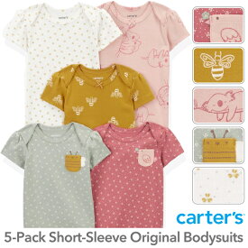 NEW! ★ カーターズ CARTER'S 半袖5枚組 ロンパース（Little Bird デザイン）ボディスーツ ボディースーツ ベビー 赤ちゃん Carter's 下着 肌着 短肌着 出産祝い かわいい おしゃれ 半袖 女の子 鳥　バード