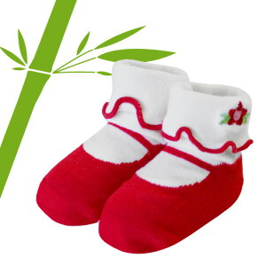 【出産祝い ベビー ソックス 】Jazzy Toes【ジャージートー】優しい肌触りの竹繊維を使用したベビー用靴下(メリージェーン in レッド 0322SS50)