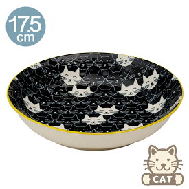 OREオリジナルス（ORE Originals）陶器製フードボウル（ヒゲキャットBlack浅型）【ペット 食器 セラミック 猫 プレゼント ごはん キャット グッズ 猫用品 猫用品 お洒落 猫用食器 可愛い かわいい】（2020WS-W)