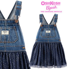 オシュコシュ【OshKosh】デニム＆チュールジャンパー（スパークルドット）【ワンピース ジャンパースカート ベビー デニム 女の子 ガール 出産祝い （2020WS-J）