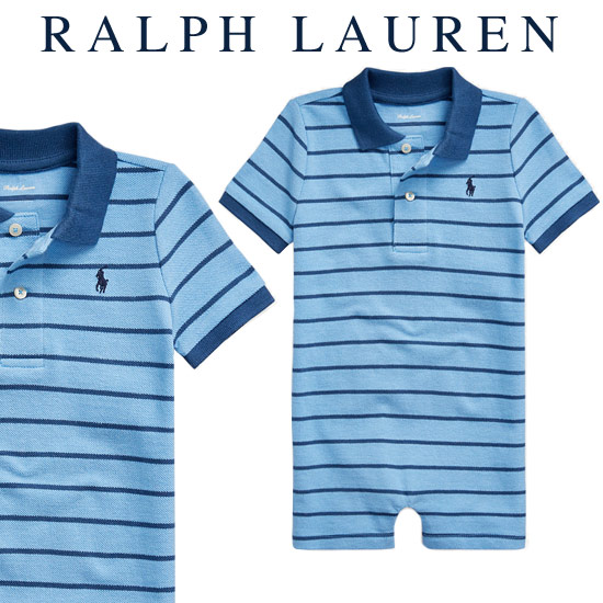 最低価格の 残り12Mのみ ラルフローレン ロンパース 男の子 出産祝い Ralph Lauren デザインコットンロンパース 最愛 赤ちゃん あす楽対応 ベビー ブルーストライプ