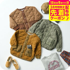 くすみカラーのキルトジャケット / ノーカラーキルトジャケット ポケットあり フードなし ゆったり 防寒 あったか アウター 羽織り 通園 通学 幼稚園 保育園 カジュアル ブラウン/キャメル/カーキ 100/110/120/130/140 F.O エフオー R502013 アパレルクーポン対象