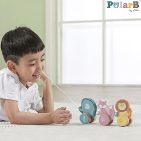 動画あり【Polar B ポーラービー】くねくねトレイン 赤ちゃん ベビー 知育玩具 木製玩具 木のおもちゃ 積み木 天然木 北欧 プルトイ 出産祝い 内祝い 誕生日 お祝い プレゼント ギフト