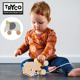 TRYCO トライコ プルトイ(ライオン・エレファント）赤ちゃん ベビー 知育玩具 木製玩具 木のおもちゃ 手押し車 積み木 天然木 出産祝い 内祝い 誕生日 お祝い プレゼント ギフト