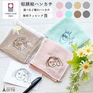 父の日 似顔絵 ハンカチ タオル 刺繍 敬老の日 プレゼント ギフト ガーゼハンカチ 今治 名入れ 誕生日 孫…
