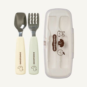 ŐHׂ xr[pXv[ tH[NZbg DONO&DONO hmhm Self eating Spoon and Fork Set 肪VR P[Xt SUS304