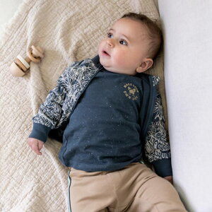 Dirkje oYj j̎q xr[Zbg J[fBK Y{ 3 pce babysuit (Steel blue)