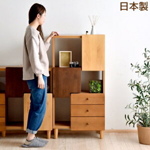 国産 完成品 サイドボード 幅60 木製 アルダー 大川家具 リビング 収納 本棚 北欧 扉 棚 ラック 無垢 天然木 シェルフ 木目 木 キャビネット ブラウン 飾り棚 日本製 【超大型】【後払い不可】