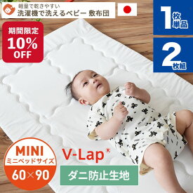 【期間限定10%OFF】【防ダニ生地】洗濯機で丸ごと洗える ベビー敷布団 ミニサイズ 60×90cm | 日本製 テイジン V-LAP ミニベッドサイズ ベビー 敷きふとん 敷き布団 敷ふとん ベビーマットレス 防ダニ ベビー布団 お昼寝 保育園 お昼寝布団 保育園準備 出産準備 ペット