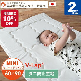 【期間限定10%OFF】洗濯機で洗える ベビー 敷布団 2枚組 ミニサイズ 60×90cm | 日本製 テイジン V-LAP ミニベッドサイズ ベビー 敷きふとん 敷き布団 敷ふとん ベビーマットレス 防ダニ ベビー布団 ウォッシャブル 保育園 お昼寝 洗える 持ち運び ペット用 ペット