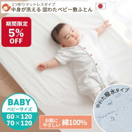 【期間限定5%OFF】【綿100%】丸ごと水洗いできる 固わた敷布団 選べる2サイズ (70×120/60×120cm) ベビ…