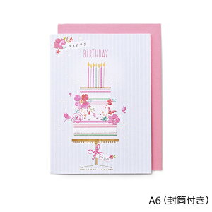 バースデーカード カジュアル GB-2058 バースディカード お誕生日カード 水色 【メール便可】 誕生日ケーキ ピンク