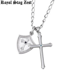ロイヤルスタッグゼスト Royal Stag Zest クロス シルバー ネックレス アクセサリー ブルーダイヤモンド キュービック シールド メンズ SN25-027