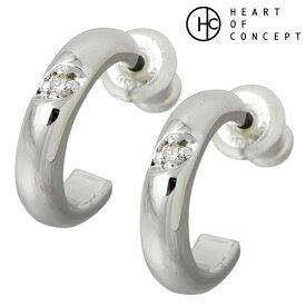 ハートオブコンセプト HEART OF CONCEPT ダイヤモンド シルバー ピアス アクセサリー 2個売り 両耳用 フープ型スタッドタイプ シルバー925 スターリングシルバー HCE-38WH-P